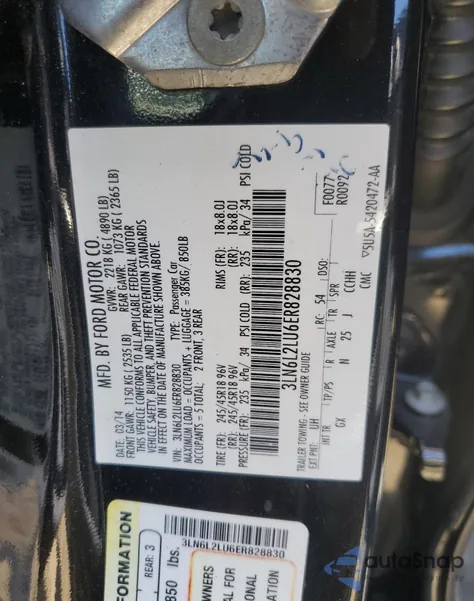 2014 Lincoln Mkz Hybrid z USA, uszkodzony, nr VIN 3LN6L2LU6ER828830